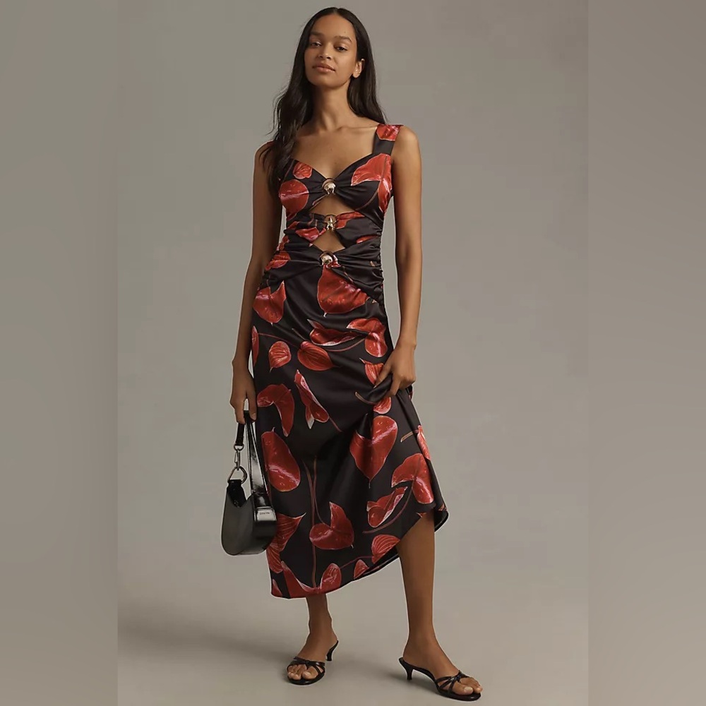 Chic Black and Red Midi Dress